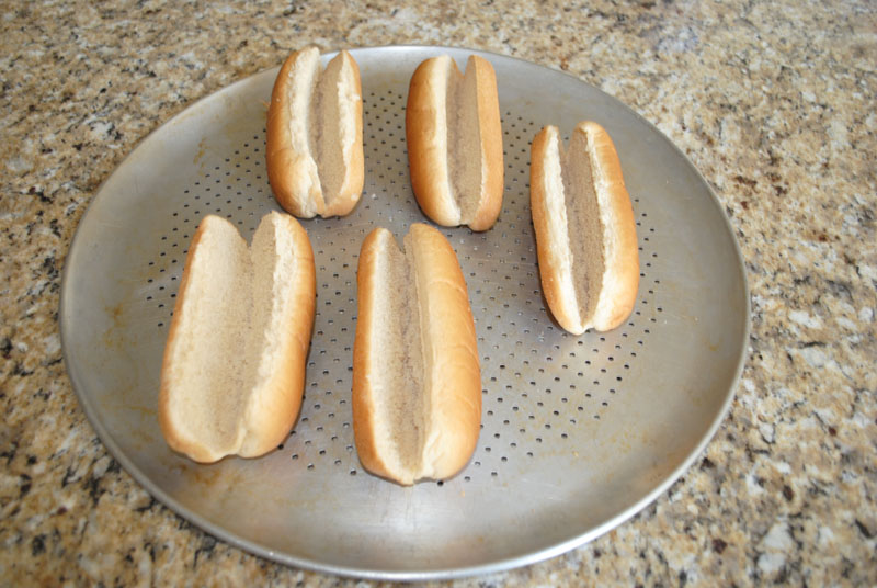 veggie hot dogs bun on pan
