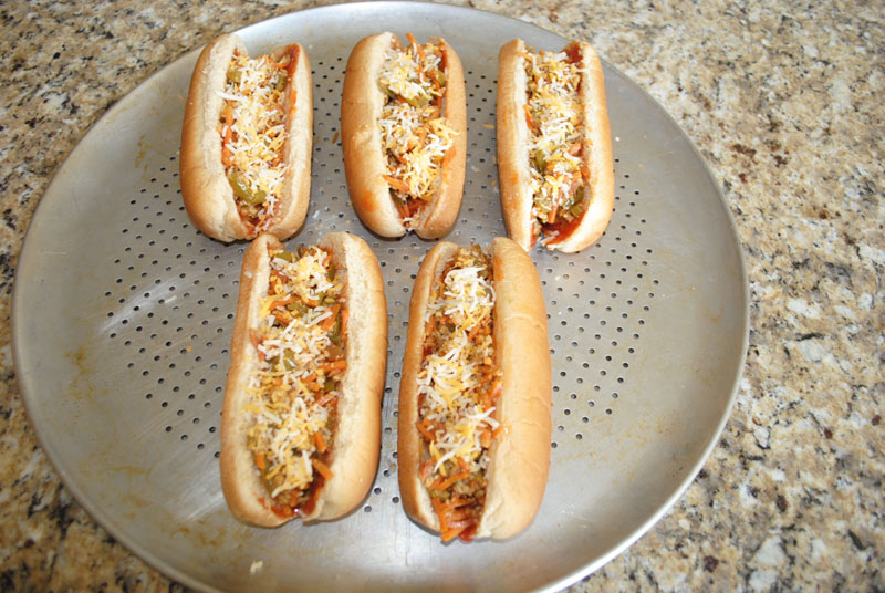 veggie hot dogs cheese to bun