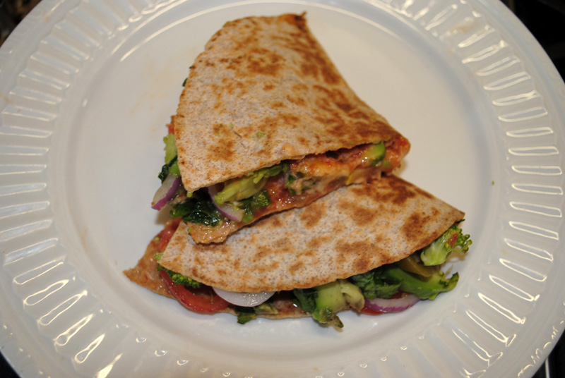 Spinach Squash Quesadillas with Salsa - Serve